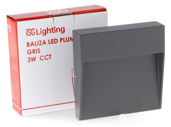 Segnapasso Led Plum 3W Grigio a superfice Quadrato IP54 CCT temperatura colore regolabile iSG Lighting