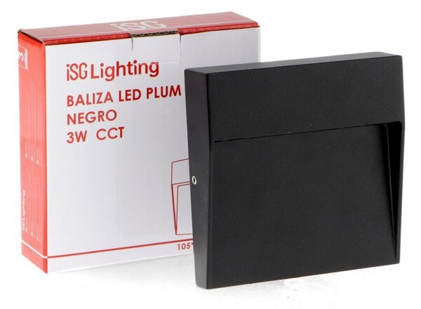 Segnapasso Led Plum 3W Nero a superfice Quadrato IP54 CCT temperatura colore regolabile iSG Lighting