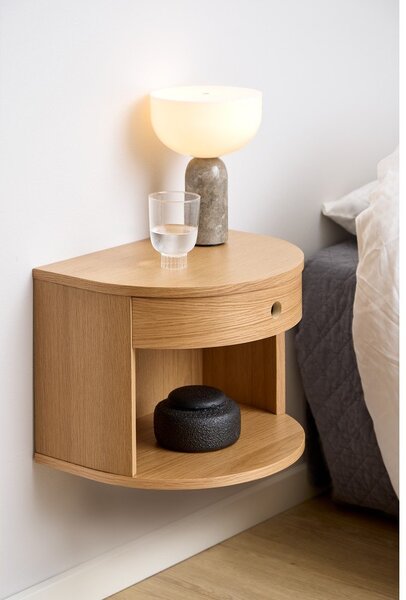 Comodino colore naturale chiaro con effetto rovere Paron – Actona