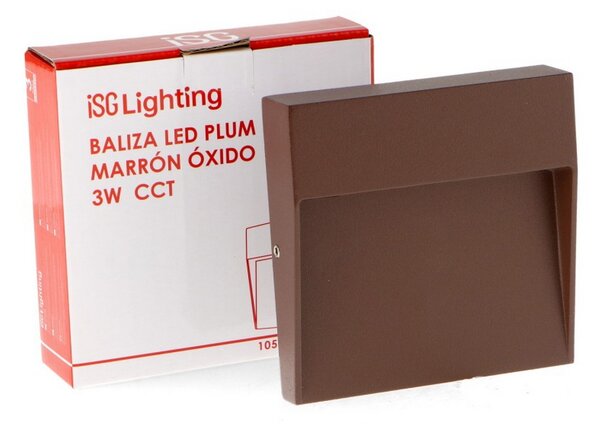 Segnapasso Led Plum 3W Marrone ruggine a superfice Quadrato IP54 CCT temperatura colore regolabile iSG Lighting