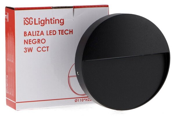 Segnapasso Led Tech 3W Nero a superfice Rotondo IP54 CCT temperatura colore regolabile iSG Lighting