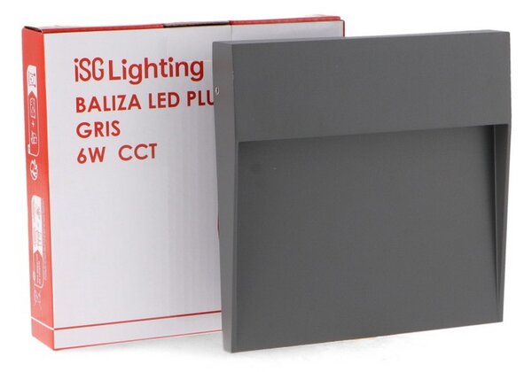 Segnapasso Led Plum 6W Grigio a superfice Quadrato IP54 CCT temperatura colore regolabile iSG Lighting