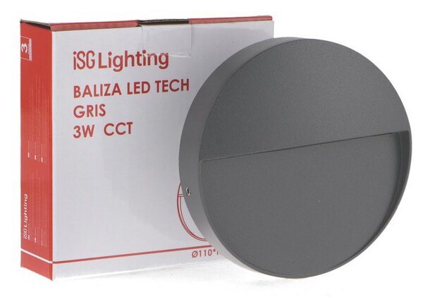 Segnapasso Led Tech 3W Grigio a superfice Rotondo IP54 CCT temperatura colore regolabile iSG Lighting