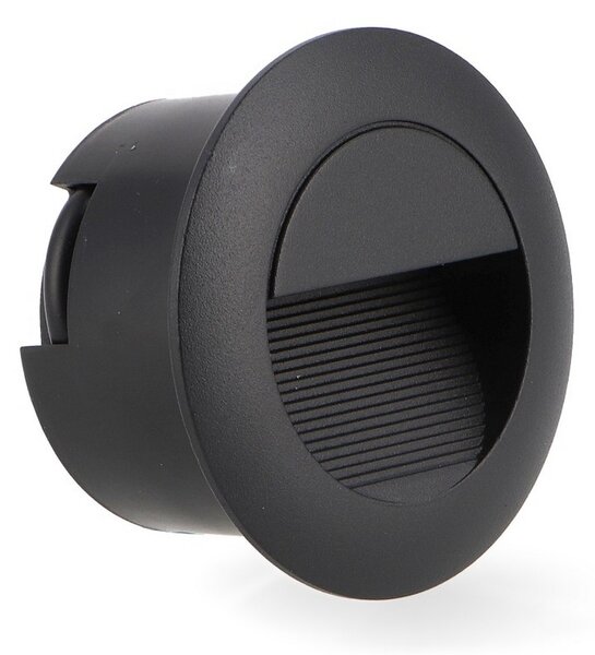 Segnapasso Led Circle 3W Nero da incasso a parete Rotondo IP54 Bianco caldo 3000K M LEDME