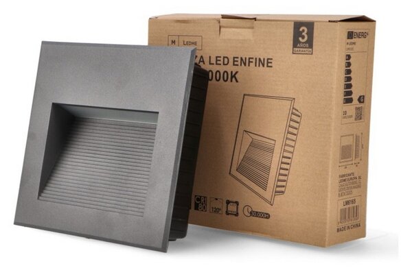 Segnapasso Led Enfine 10W Nero da incasso a parete Quadrata IP65 Bianco caldo 3000K M LEDME