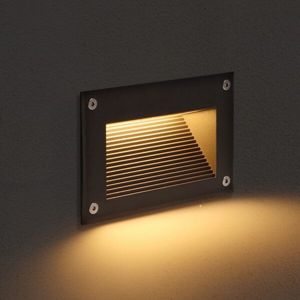 Segnapasso Led Desan 7W Nero da incasso a parete Rettangolare IP65 Bianco caldo 3000K M LEDME