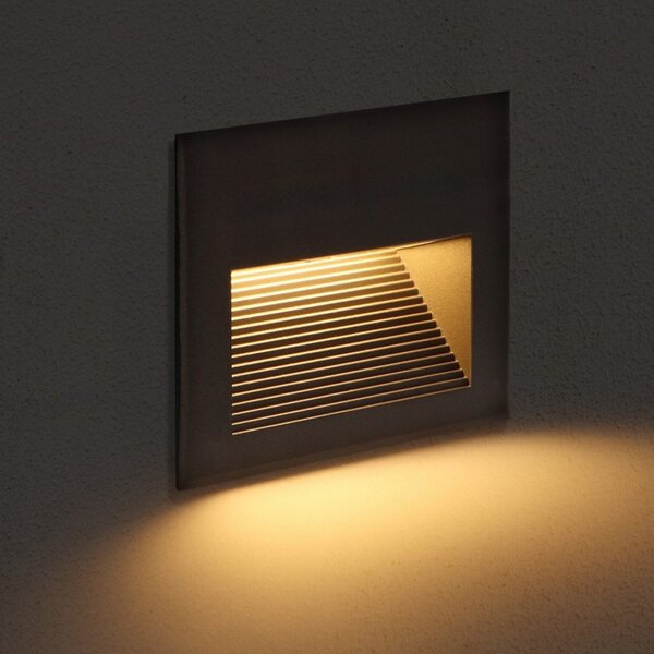 Segnapasso Led Enfine 10W Nero da incasso a parete Quadrata IP65 Bianco caldo 3000K M LEDME
