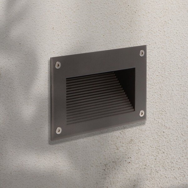 Segnapasso Led Desan 7W Nero da incasso a parete Rettangolare IP65 Bianco caldo 3000K M LEDME