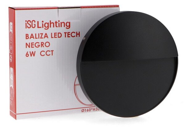 Segnapasso Led Tech 6W Nero a superfice Rotondo IP54 CCT temperatura colore regolabile iSG Lighting