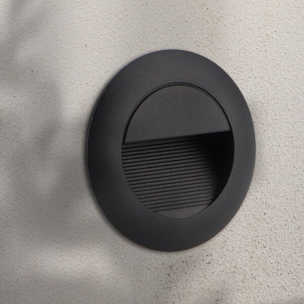 Segnapasso Led Circle 3W Nero da incasso a parete Rotondo IP54 Bianco caldo 3000K M LEDME