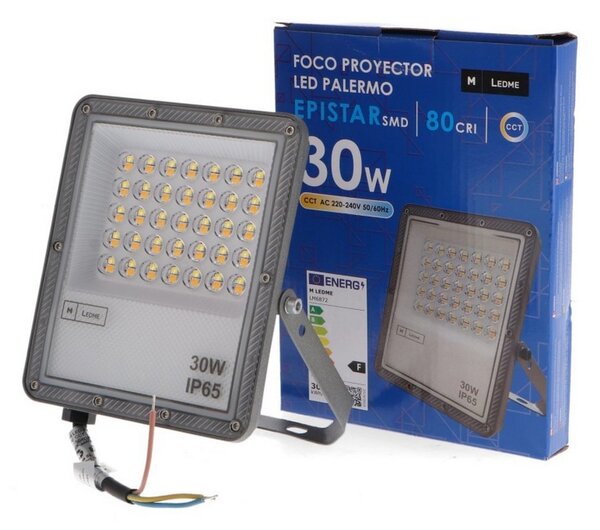 Faro proiettore Led Slim 30W Grigio da esterno IP65 CCT temperatura colore regolabile M LEDME