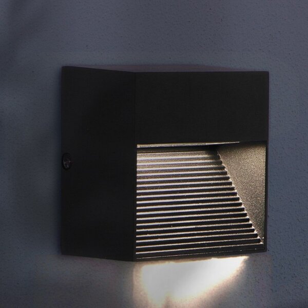 Segnapasso Led Biral 3W Nero a superfice a parete Rettangolare IP54 Bianco caldo 3000K M LEDME
