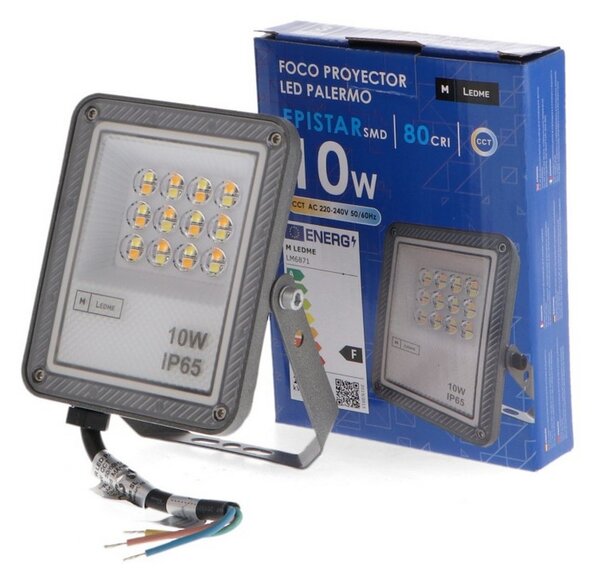 Faro proiettore Led Slim 10W Grigio da esterno IP65 CCT temperatura colore regolabile M LEDME