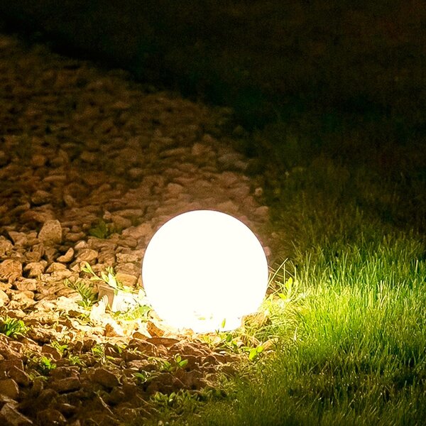 Sfera Led Ball luminosa decorativa da giardino 1W Bianca con pannello solare 250×250 mm IP44 Bianco caldo 3000K M mimotec