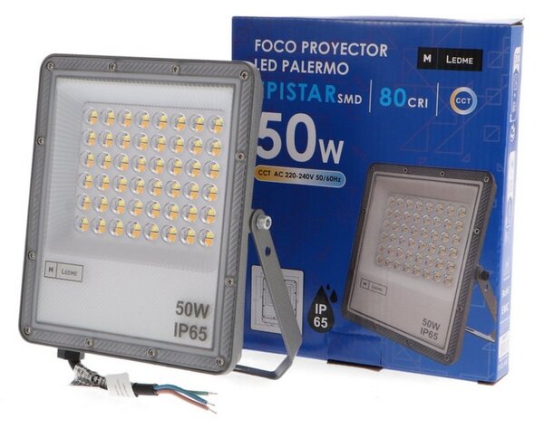 Faro proiettore Led Slim 50W Grigio da esterno IP65 CCT temperatura colore regolabile M LEDME