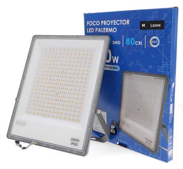 Faro proiettore Led Slim 200W Grigio da esterno IP65 CCT temperatura colore regolabile M LEDME