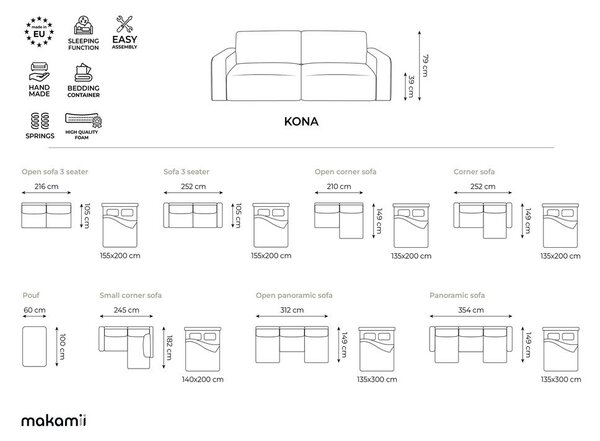 Divano angolare color terracotta allungabile/con contenitore (con penisola a sinistra/con chaise lounge) con rivestimento in velluto a coste Kona – Makamii