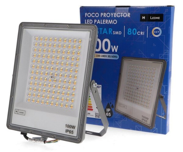 Faro proiettore Led Slim 100W Grigio da esterno IP65 CCT temperatura colore regolabile M LEDME