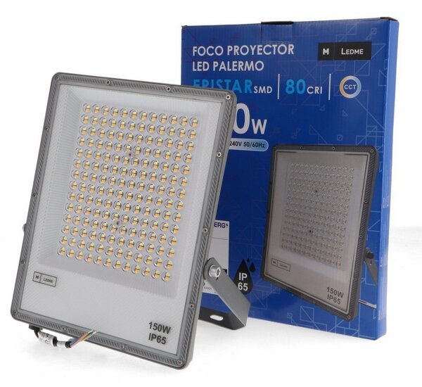 Faro proiettore Led Slim 150W Grigio da esterno IP65 CCT temperatura colore regolabile M LEDME