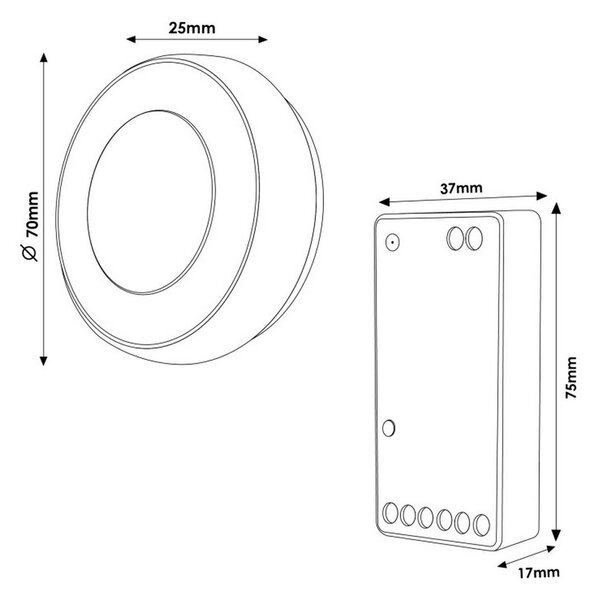 Controller Dimmer striscia Led Monocolore + CCT 12-24V con telecomando RF M LEDME