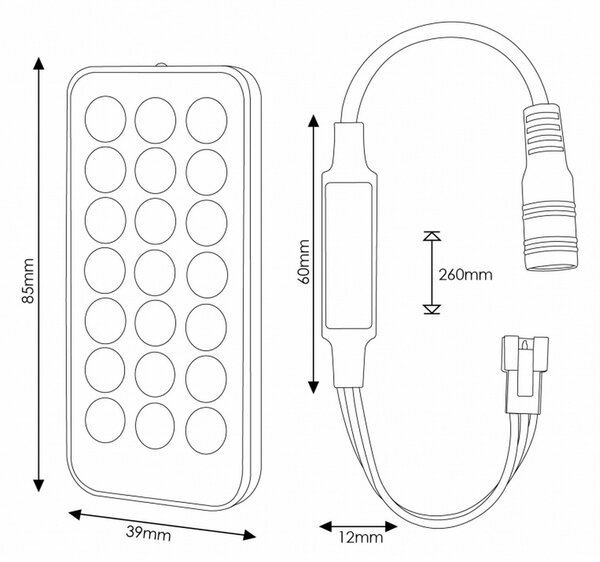 Controller mini per striscia Led Digitale 12-24V Colorful con telecomando M LEDME