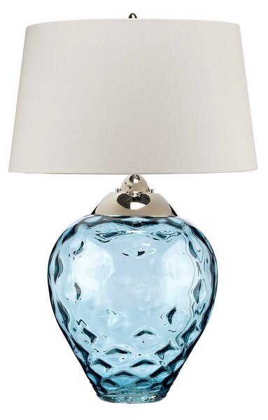 Quintiesse Lampada da tavolo Samara, Ø 51 cm, blu, tessuto, vetro, a 2 luci
