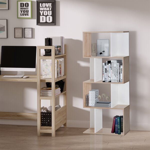 HOMCOM libreria in Legno, Scaffale a Ripiani, Bianco legno naturale 60 × 24 × 148cm|Aosom