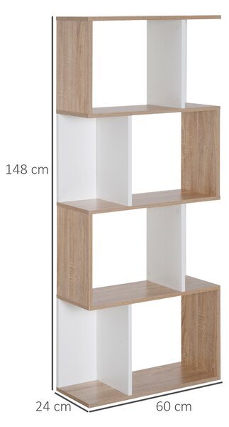 HOMCOM libreria in Legno, Scaffale a Ripiani, Bianco legno naturale 60 × 24 × 148cm|Aosom