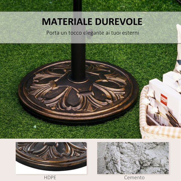 Outsunny Base per Ombrellone Regolabile Supporto per Ombrellone Parasole 13kg in Cemento e Bronzo|Aosom