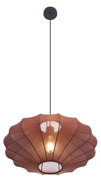 Lampada a Sospensione Japandi Marrone con Paralume in Tessuto 50cm - Plu