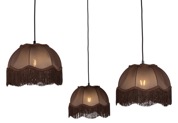 Lampada a sospensione nera con paralume marrone e interno bianco 31,5 cm 3 luci - Cava