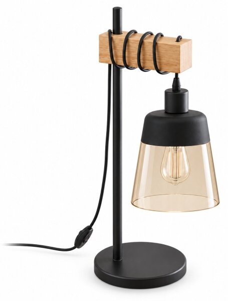 BRILAGI - Lampada da tavolo WOOD GLASS 1xE27/40W/230V marrone/nero/beige fumé