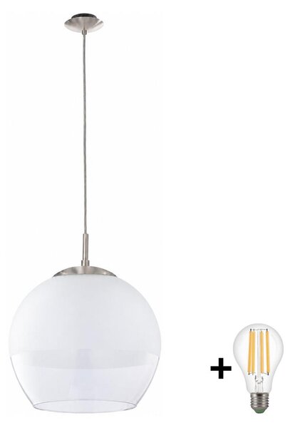BRILAGI - Lampada a sospensione LED con cavo RETRO GLASS 1xE27/60W/230V cromo opaco/bianco