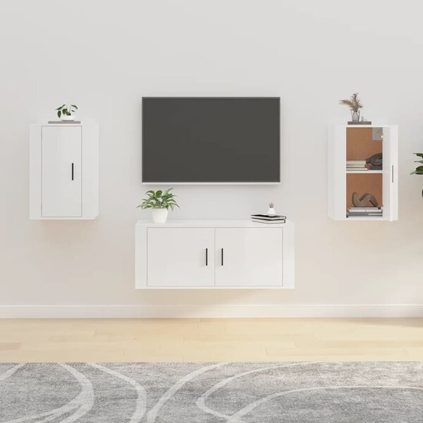 Mobile Porta Tv Da Terra 120x40x52 Bianco E Rovere Ante A Ribalta Luvio - -  Senza marca/Generico 