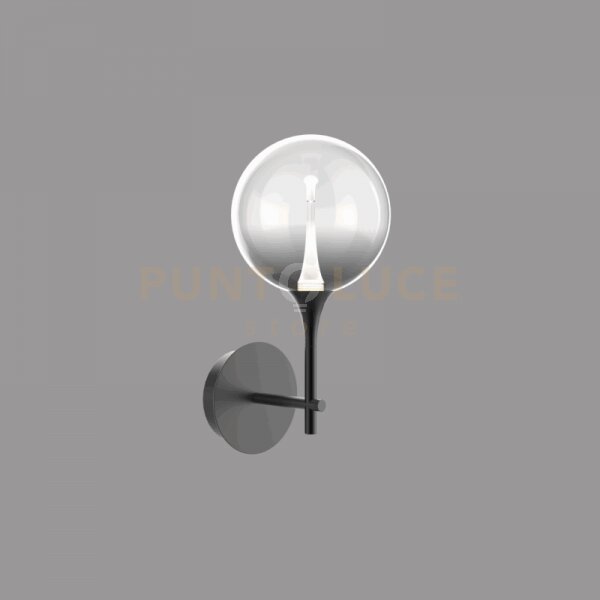 Applique a parete bolla, metallo nero opaco + vetro fumè led 4,5w 