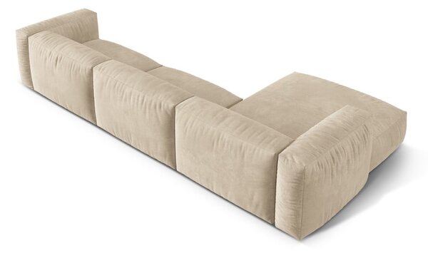 Divano angolare componibile beige (con penisola a sinistra/con chaise lounge) con rivestimento in velluto Martina – Micadoni