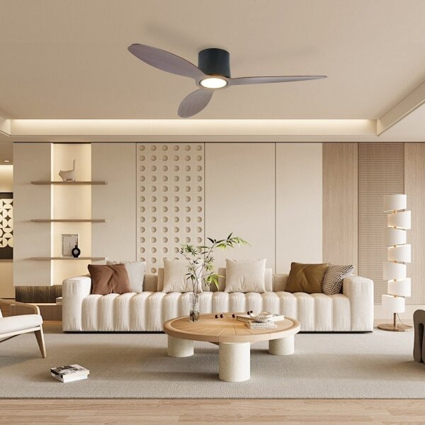 ZEVENTI - Ventilatore da soffitto LED VENTORA LED/24W/230V Wi-Fi Tuya nero/noce + telecomando