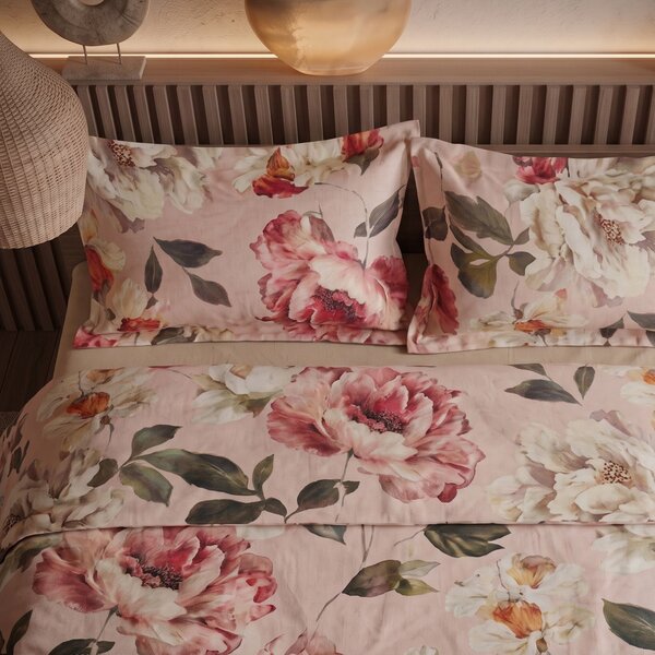 Copripiumino Con Federe MATRIMONIALE - 255X255 2 FEDERE50X80 Vanity Flowers ROSA Percalle Caleffi