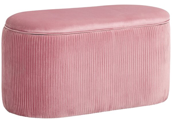 HOMCOM Pouf Panca Contenitore in Velluto Stile Moderno, Panca Imbottita per Camera da Letto, Soggiorno e Ingresso, Rosa, 81x40x41cm