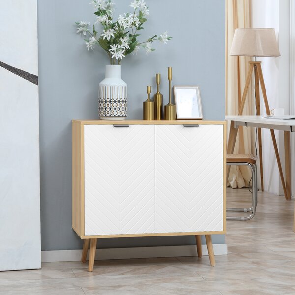 HOMCOM Mobile Multiuso Moderno in Truciolato e Legno di Pino con Ripiano Interno Regolabile su 3 Livelli, 77x35x77.5 cm|Aosom