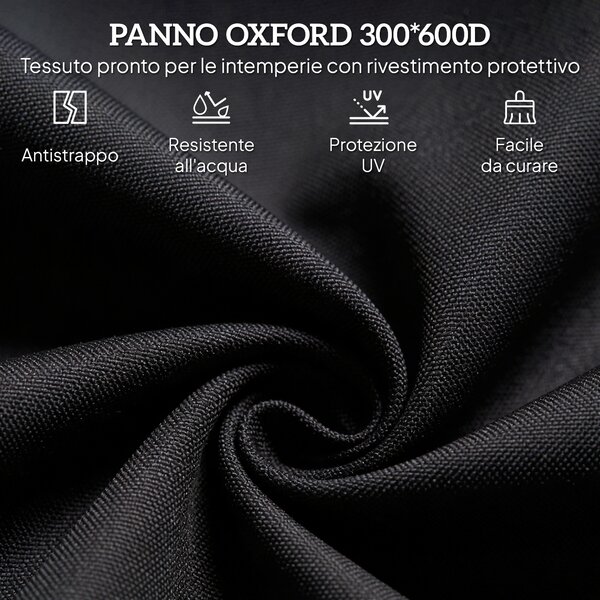 Outsunny Sdraio da Giardino Pieghevole con Schienale Regolabile, Acciaio e Tessuto Oxford, 188x56x28cm, Nero|Aosom