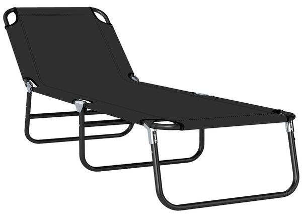 Outsunny Sdraio da Giardino Pieghevole con Schienale Regolabile, Acciaio e Tessuto Oxford, 188x56x28cm, Nero|Aosom