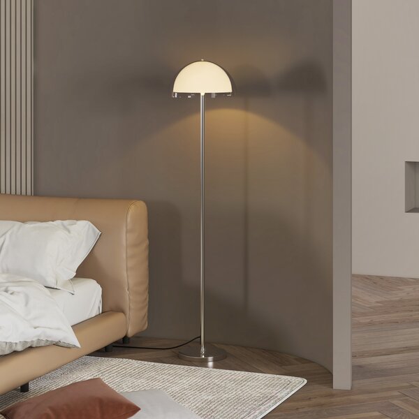 HOMCOM Lampada a Piantana Moderna con Paralume a Doppio Strato, in Metallo e Acrilico, Ø35x150 cm, Bianca