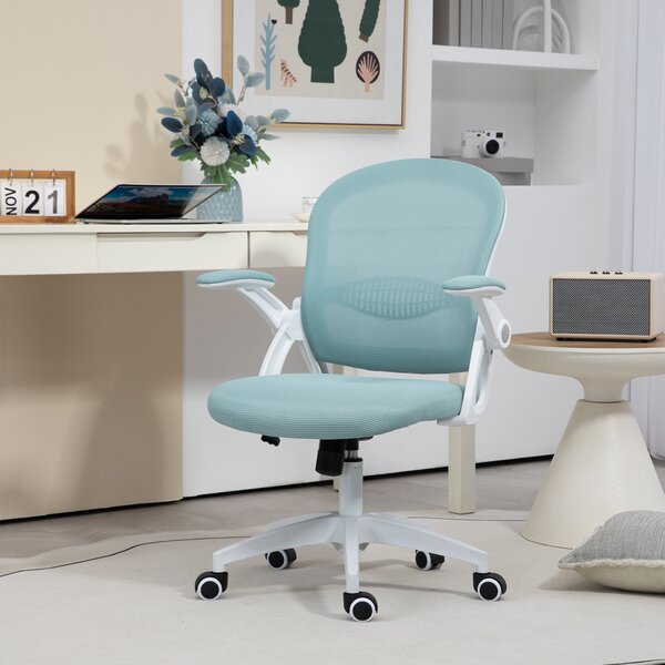 Vinsetto Sedia da Ufficio Girevole con Rotelle e Altezza Regolabile, in Tessuto a Rete, Carico 135 kg, 65.5x61.5x88-97.5cm, Azzurro | Aosom Italy
