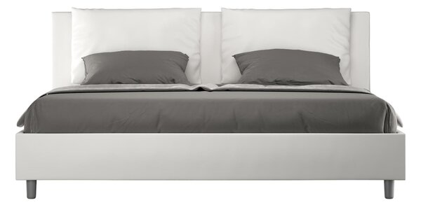 Letto matrimoniale ANTEA king size con giroletto imbottito Similpelle, dimensioni 180x190 cm testata liscia con l�ampia cuscinatura colore Bianco
