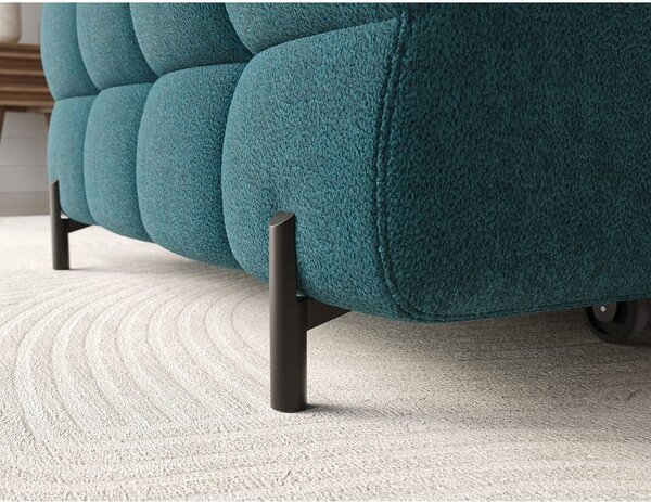 Divano angolare blu allungabile/con contenitore (con penisola a sinistra/con chaise lounge) con rivestimento in bouclé Felro – ELTAP