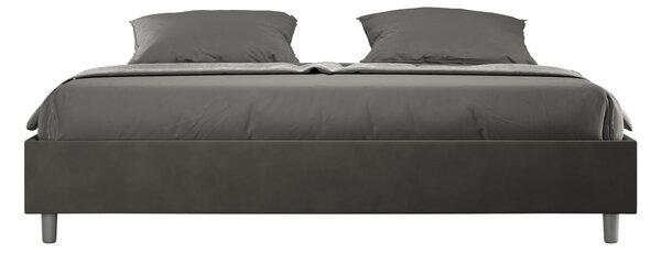 Letto matrimoniale AZELIA king size con giroletto imbottito, rivestimento in Microfibra dimensioni 180x190 cm Senza Testiera colore Grigio