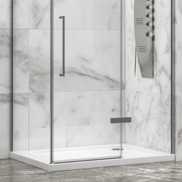 Kamalu box doccia 70x70 telaio acciaio spazzolato porta battente | kt1000sas
