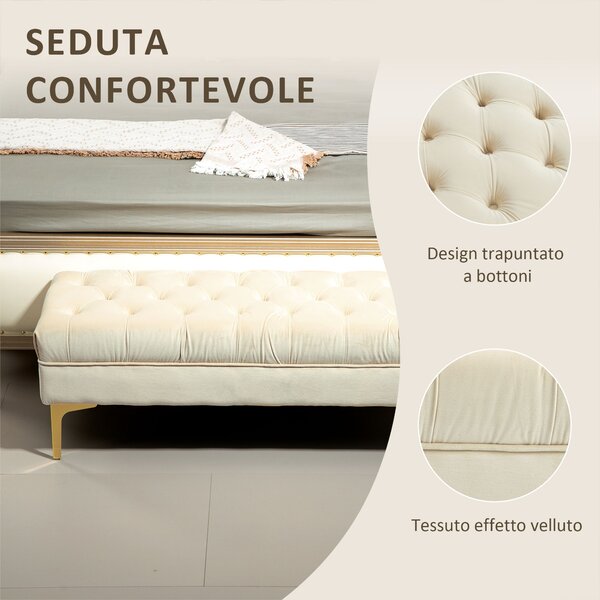 HOMCOM cassapanca contenitore Imbottita con Feltrini antiscivolo, in Tessuto Effetto Velluto,per Fondoletto e ingresso, Beige| Aosom Italy