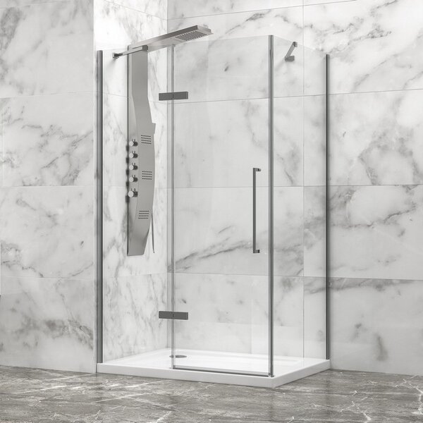 Kamalu box doccia 70x70 telaio acciaio spazzolato porta battente | kt1000sas